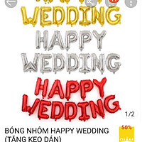 Bóng chữ happy wedding trang trí ngày cưới
