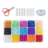 1 box 15 colors 3500/7500pcs glass tube beads 2 styles