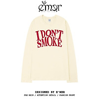 Áo thun DÀI TAY Unisex E'mer I DON'T SMOKE Basic Tee Áo Phông Nam Nữ Lỡ Oversize Form Rộng Sweater Ulzzang Hàn Quốc