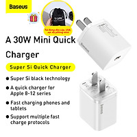 (Tặng túi đựng TOPK) Củ sạc nhanh Baseus 30W, công nhệ Super Si đầu sạc PD sạc nhanh QC3.0, PD3.0 cho iPhone 11 12, Samsung S20 S21 Ultra Xiaomi 10 Pro,... -Hàng chính hãng