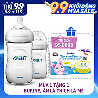 Bộ 2 Bình sữa mô phỏng tự nhiên hiệu Philips Avent (260ml) cho trẻ từ 1 tháng tuổi 693.23