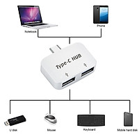For Type-C to USB 3.0 2-Port Splitter Hub OTG Adapter for Samsung S9 to Read U-Disk