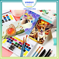 Bộ Màu Nước Solid Water Color Cao Cấp 12/18/24/36 Màu - Tặng Kèm 2 Bút Nước, 2 Mút, 1 Palette - Chuyên Dùng Cho Học Sinh, Sinh Viên, Vẽ Chuyên Nghiệp - Hàng Chính Hãng - VinBuy