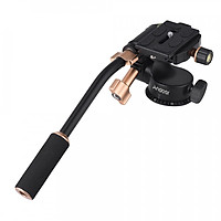 Andoer Q08S Aluminum Alloy 3-Way Damping Video Head Tripod Head With Pan Bar Handle Support 360° Panoramic Shooting 1/4"