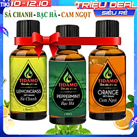 Combo 3 Tinh Dầu Sả Chanh + Tinh Dầu Bạc Hà + Tinh Dầu Cam Ngọt - Tinh Dầu Xông Phòng Nguyên Chất Nhập Khẩu Giúp Thư Giãn, Đuổi Muỗi Và Thơm Phòng (3 chai 10ML)