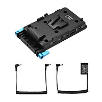 Andoer V Mount V-lock Battery Plate Adapter with 15mm Dual Hole Rod Clamp Power Adapter Replacement for BMPCC 4K/6K