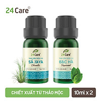 Combo 2 Tinh dầu Sả Java + Bạc Hà 24Care 10ml/Chai