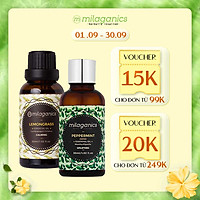 Combo Tinh Dầu Sả Chanh MILAGANICS 30ml + Tinh Dầu Bạc Hà MILAGANICS 30ml