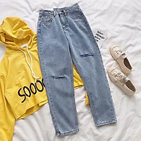 Quần baggy - quần jean baggy nữ cạp cao MaiAnh.88 phong cách Street style 3 size S M L hack chân dài miên
