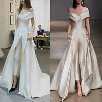 Woman Elegant White Wedding Dress Evening Dress
