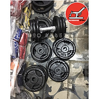 Combo 1 thanh đòn tạ tay 35cm + 18kg bánh tạ sắt ( bao gồm 6 bánh 3kg)