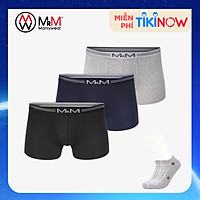 Combo 3 quần lót nam Boxer sợi cotton organic mềm mịn thoáng mát co giãn 4 chiều MRM Manlywear ( TẶNG Đôi Tất Nam Cao Cấp Giao Ngẫu Nhiên)