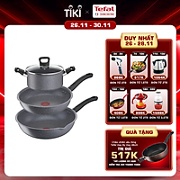 Bộ nồi chảo Tefal G134S495 Cook Healthy gồm Chảo 24cm, Chảo sâu 28cm, Nồi 20cm - Hàng chính hãng