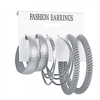 3 Pairs Of Earrings Alloy Creative Retro Style Exaggerated Golden Metal Earring Set