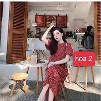 Đầm hoa nhí đầm bầu hoa váy bầu hoa nhí thiết kế có khóa dáng suông babydoll tay bồng