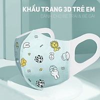 Khẩu trang ngăn khói bụi 3DKids Mask dành cho trẻ em từ 2-8 tuổi,khẩu trang dành cho cả bé trai và bé gái,khẩu trang sử dụng chất liệu mềm mại thoáng mát nhưng rất an toàn,khẩu trang cấu tạo 3 lớp chống bụi bẩn