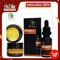 Bộ dưỡng trắng hồng, mịn màng da mặt Wonmom ( 1 serum vitamin C + 1 kem nghệ tươi )