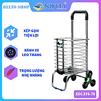 Xe kéo đi chợ Inox 6 bánh leo cầu thang, gấp gọn tiện dụng NIKITA