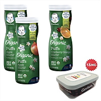 Combo 03 Gerber Organic (2 Táo + 1 Nam Việt Quất Cam) TẶNG Hộp Nhựa Lưu Trữ Thức Ăn