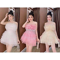 Đầm cúp xếp tầng ngắn TRIPBLE T DRESS -size M/L(kèm ảnh/video thật)MS327V
