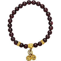 Vòng Tay Đôi Garnet Mix Charm Si Vàng Ngọc Quý Gemstones VT110