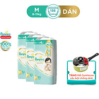 Thùng 3 Tã Dán Pampers Thượng Hạng Nội Địa Nhật NB70/S64/M52/L42 - Tặng nồi cháo/bột Sunhouse