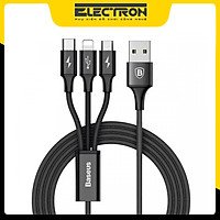 Cáp sạc và truyền dữ liệu tốc độ cao Baseus Rapid Series tích hợp 3 đầu kết nối Type C, Android và Lightning - Hàng Chính Hãng