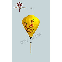 Đèn lồng vải lụa kiểu tỏi thêu hoa mai kèm chữ Vạn Sự Như ý xuất xứ Hội An