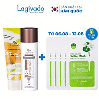 Bộ đôi Gel mặt nạ hồng sâm giảm mụn đầu đen Hàn Quốc Lagivado Dr. Red Ginseng 50 ml và tẩy tế bào da chết Radiance Peeling 50 ml.