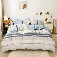 Bộ chăn ga gối cotton LIDACO PL1 - Kẻ Hoa Xanh (SP001283) - TẶNG VỎ GỐI ÔM
