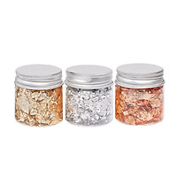 3 Bottles Golden Foil Flakes Gilding Flakes Made of Tinfoil for Metallic Foil Flakes for Nails DIY Painting Crafts Slime