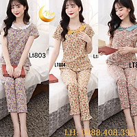 Quần áo ngủ nữ,quần áo mặc nhà đẹp,bộ cộc tay quần dài,chất lụa thái mềm mát