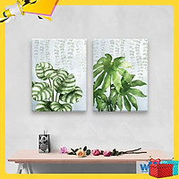 Bộ 2 tranh lá xanh – trang trí phòng khách W51