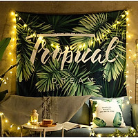 Tranh vải treo tường họa tiết tropical trang trí phòng khách,phòng ngủ có tặng kèm móc treo và đèn nháy