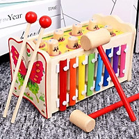 Đồ Chơi Đập Chuột Bằng Gỗ Kèm Đàn XylophoneCho Bé
