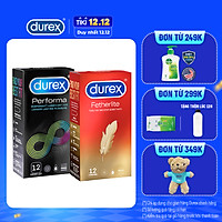 Bộ 1 hộp bao cao su Durex Performa 12 bao và 1 Durex Fetherlite 12 bao