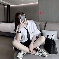 Áo sơ mi lô gô đen túi ngực C&H