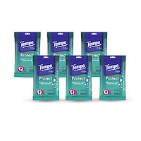 Combo 6 gói Khăn giấy ướt diệt khuẩn Tempo Protect Wet Wipes (Gói 10 tờ)