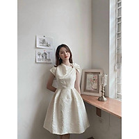 Váy hoa gấm nơ lệch