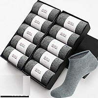 Antarctic people 10 pairs of socks men's antibacterial antibacterial cotton boat socks autumn and winter thin socks low to help shallow mouth short tube sports invisible socks NKJ01 antibacterial boat socks plain gray 10 double code