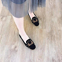 Giày Búp Bê Thời Trang Cao Cấp Ladiez Dép Sục Nữ Thêu Họa Tiết Êm Chân Đế Bệt Xinh Xắn Siêu Đẹp