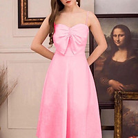 QUẢNG CHÂU Đầm dự tiệc kết ngọc nơ THE BLUE DRESS - Size M/L (kèm ảnh/video thật) MS198V bigsize công c