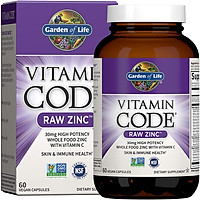 HŨ 60 VIÊN KẼM ZINC - VITAMIN C, Garden of Life VITAMIN CODE, Raw - 30mg Whole Food - NonGMO - Vegan, ĐẸP DA & TĂNG CƯỜNG MIỄN DỊCH