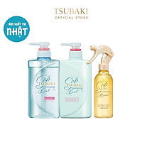 Bộ Ba Gội Xả Tsubaki Premium Cool Sạch Dầu Mát Lạnh (490ml/chai) và Xịt Dưỡng Tóc 220ml
