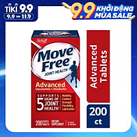 Viên Uống Schiff Move Free Joint Health Advanced Glucosamine + Chondroitin 200 Viên - NK Hàng Nội Địa Mỹ - Giảm Đau Nhức Xương Khớp, Bổ Sung Chất Nhờn, Nuôi Dưỡng Xương Sụn Khớp