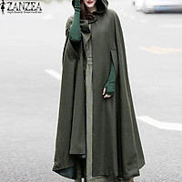 ZANZEA Cosplay Novel Shawl Women Hooded Cloak Button Pluvial Cocktail Long Coat