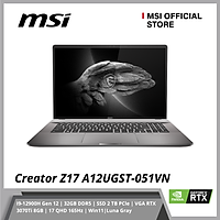 Laptop MSI Creator Z17 A12UGST-051VN (I9-12900H Gen 12 | 32GB DDR5 | SSD 2 TB PCle | VGA RTX 3070Ti 8GB | 17 QHD 165Hz | Win11|Luna Gray) - Hàng Chính Hãng