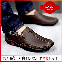 GIÀY MỌI NAM DA BÒ ĐẾ CAO SU KHÂU SIÊU BỀN - XEM HÀNG MỚI THANH TOÁN