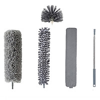 5 IN 1 Microfiber Duster Extension Rod(16''-84'') Detachable Sweep-Heads Flexible Dust Cleaner