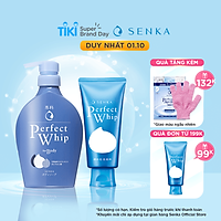 Combo Sữa tắm dưỡng ẩm Senka Perfect Whip 500ml và Sữa rửa mặt sạch ẩm mịn tự nhiên với bọt tơ tằm trắng Perfect Whip 120g